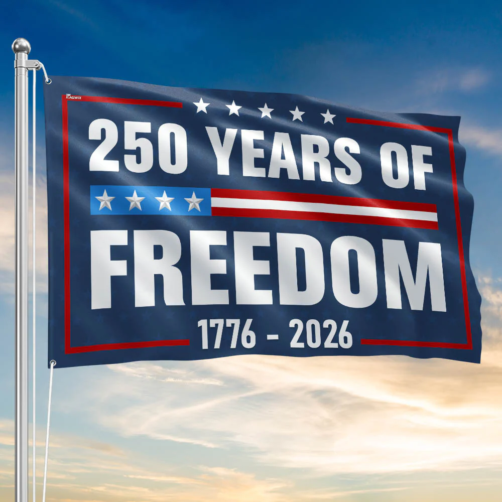 American Flag - 250 Years Of Freedom 1776-2026 4th Of july Grommet Flag