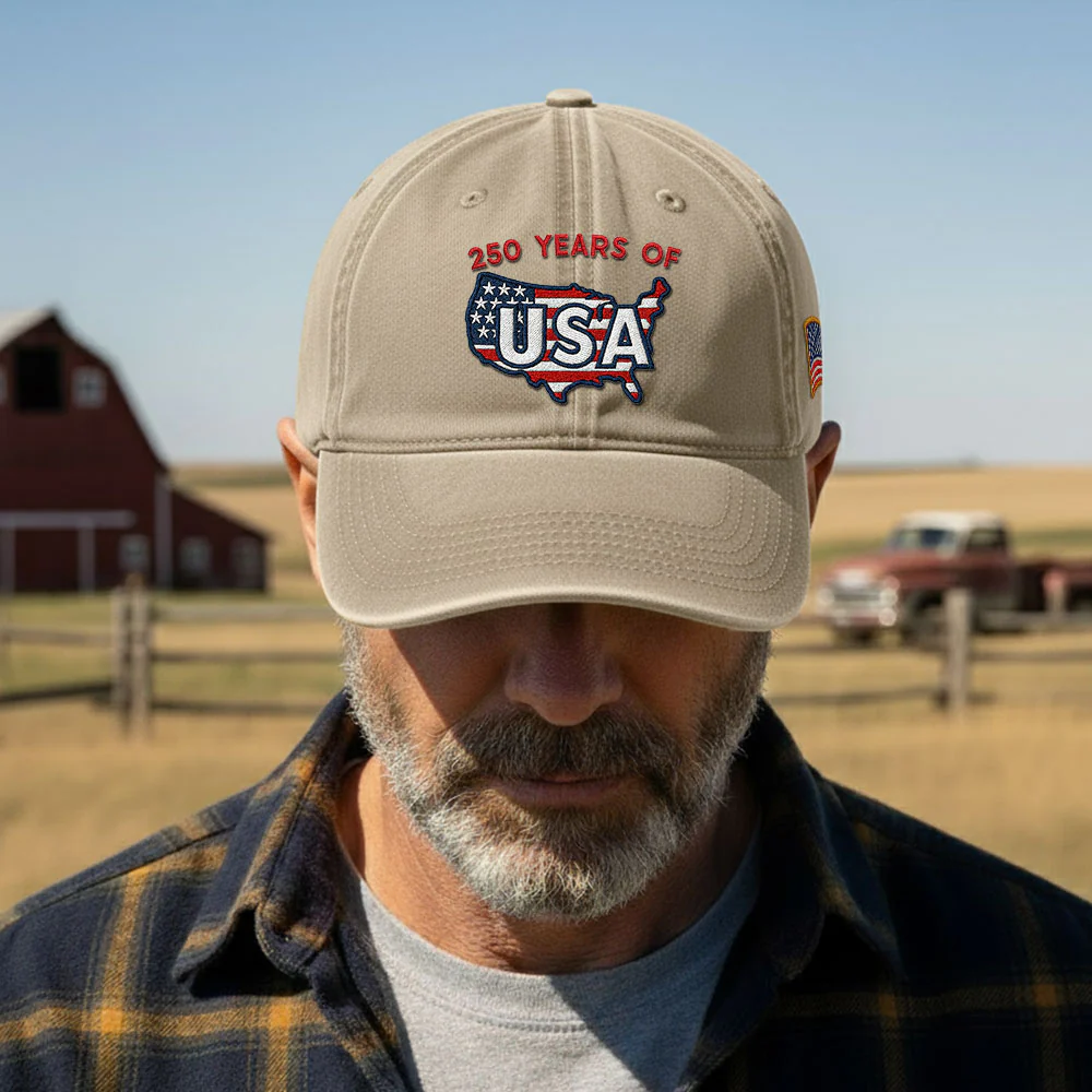 250 Years of USA Washed Cap | Patriotic Embroidered American Flag Cap