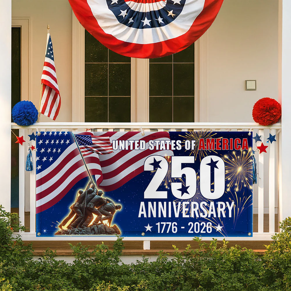 250th Anniversary USA Fence Banner 1776 2026 Patriotic outdoor Flag