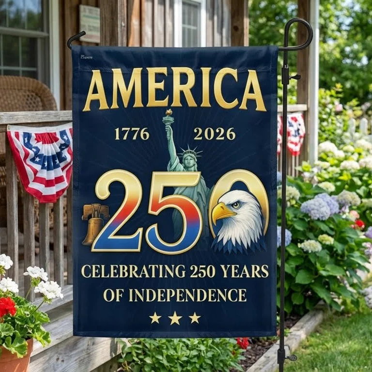 America Flag - 250th Anniversary Semiquincentennial Canvas Flag for Patriotic Decor