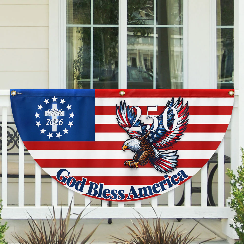 Jesus Cross Flag | 250th Patriot Eagle God Bless America Fan Flag
