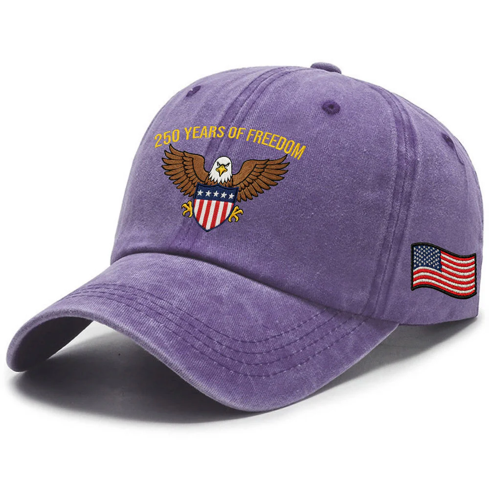 250 Years of Freedom Washed Cap, American Eagle Shield with Embroidered Hat