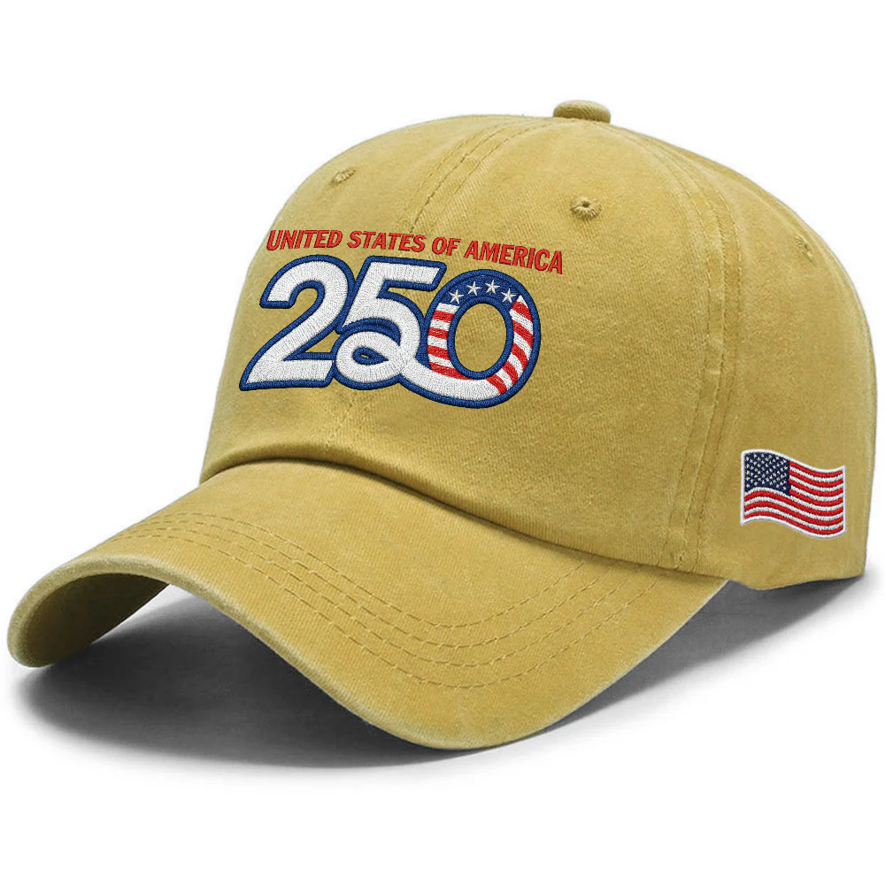 America Vintage Washed Cap, 250th Anniversary Eagle Embroidered Cap