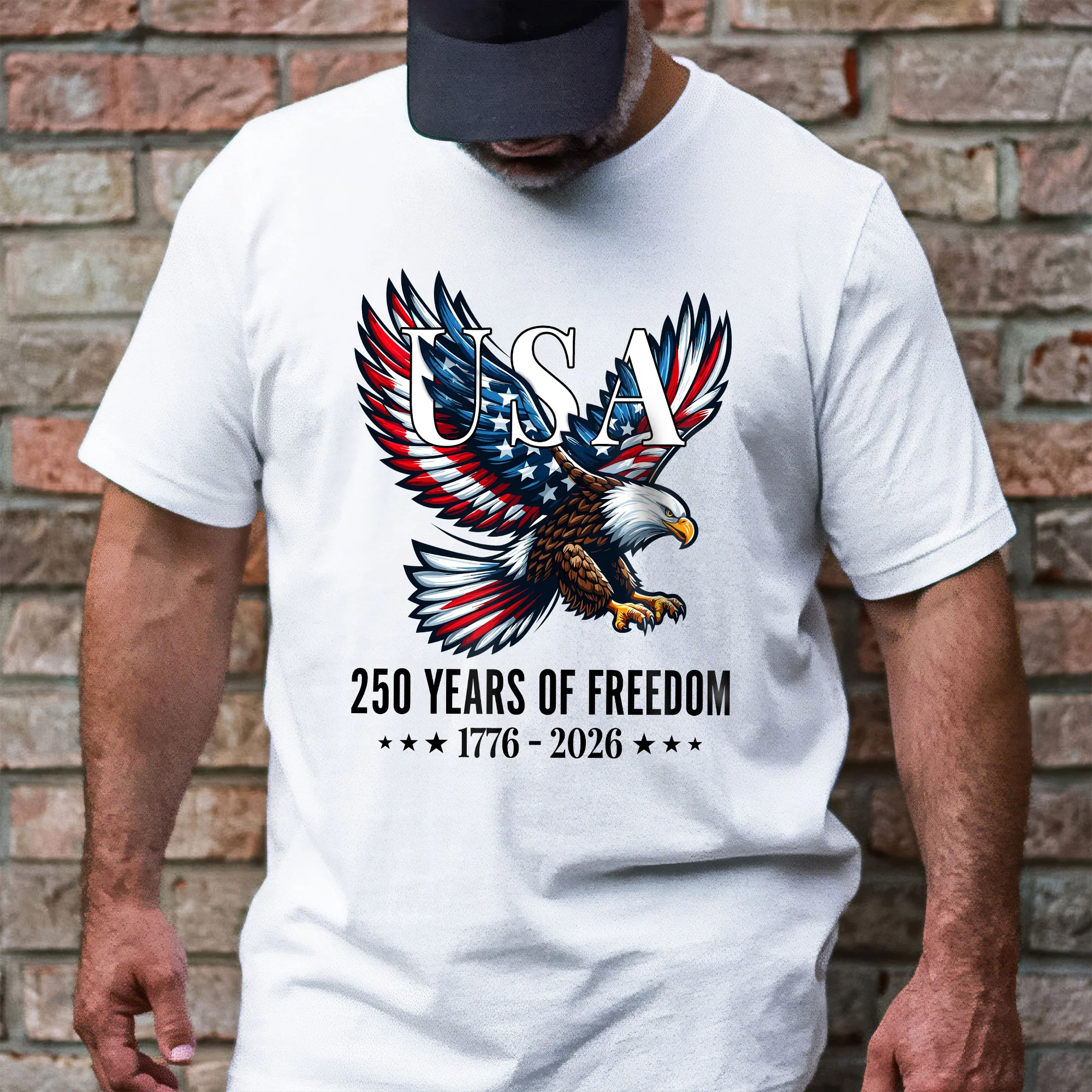 USA 250 Years of Freedom T-Shirt | Bald Eagle Patriotic 1776–2026 Tee