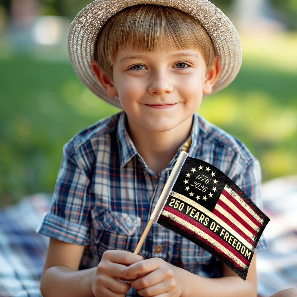 Handheld Betsy Ross American Flag, Small Parades 250 Years American Flag
