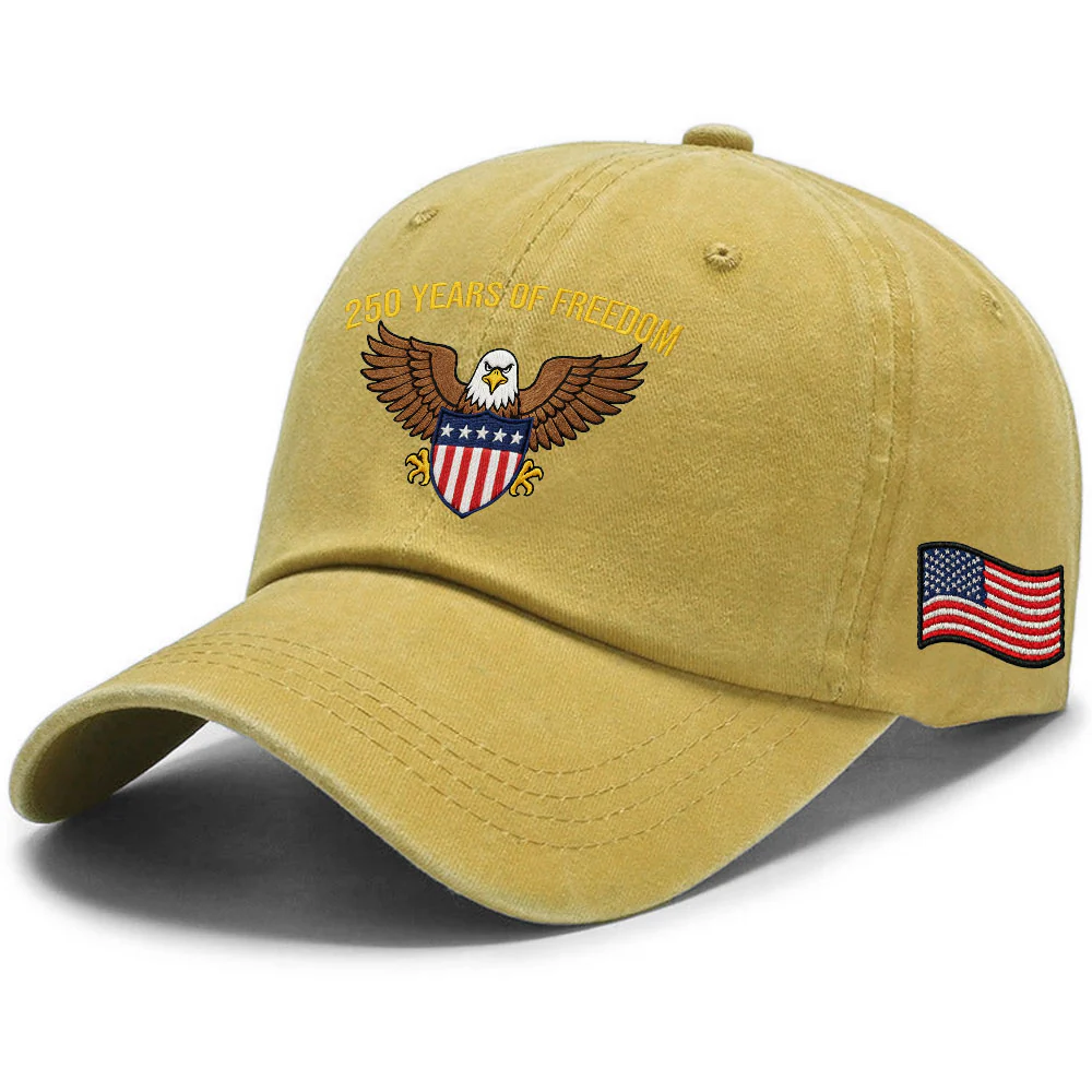 250 Years of Freedom Washed Cap, American Eagle Shield with Embroidered Hat