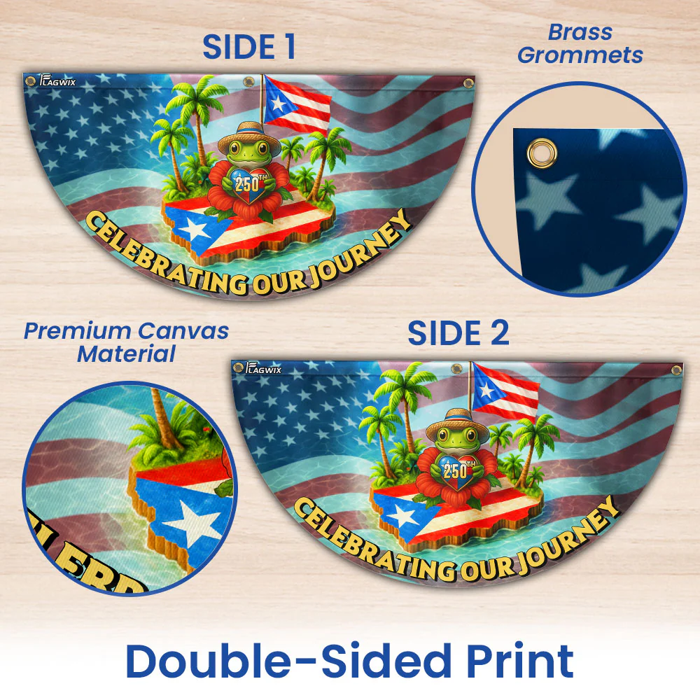 Puerto Rico 250th Anniversary Fan Flag | Celebrating Our Journey