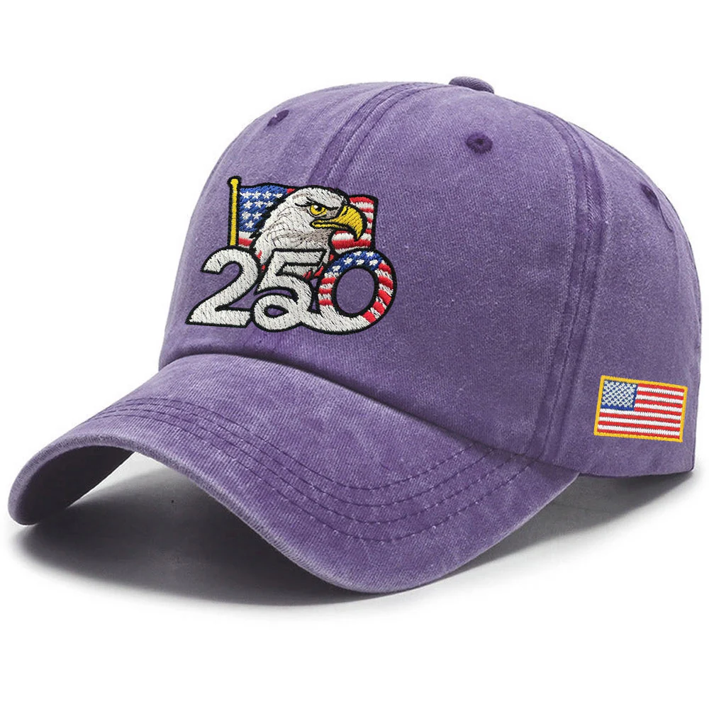 Patriotic 250th Anniversary Washed Cap with Embroidered American Flag