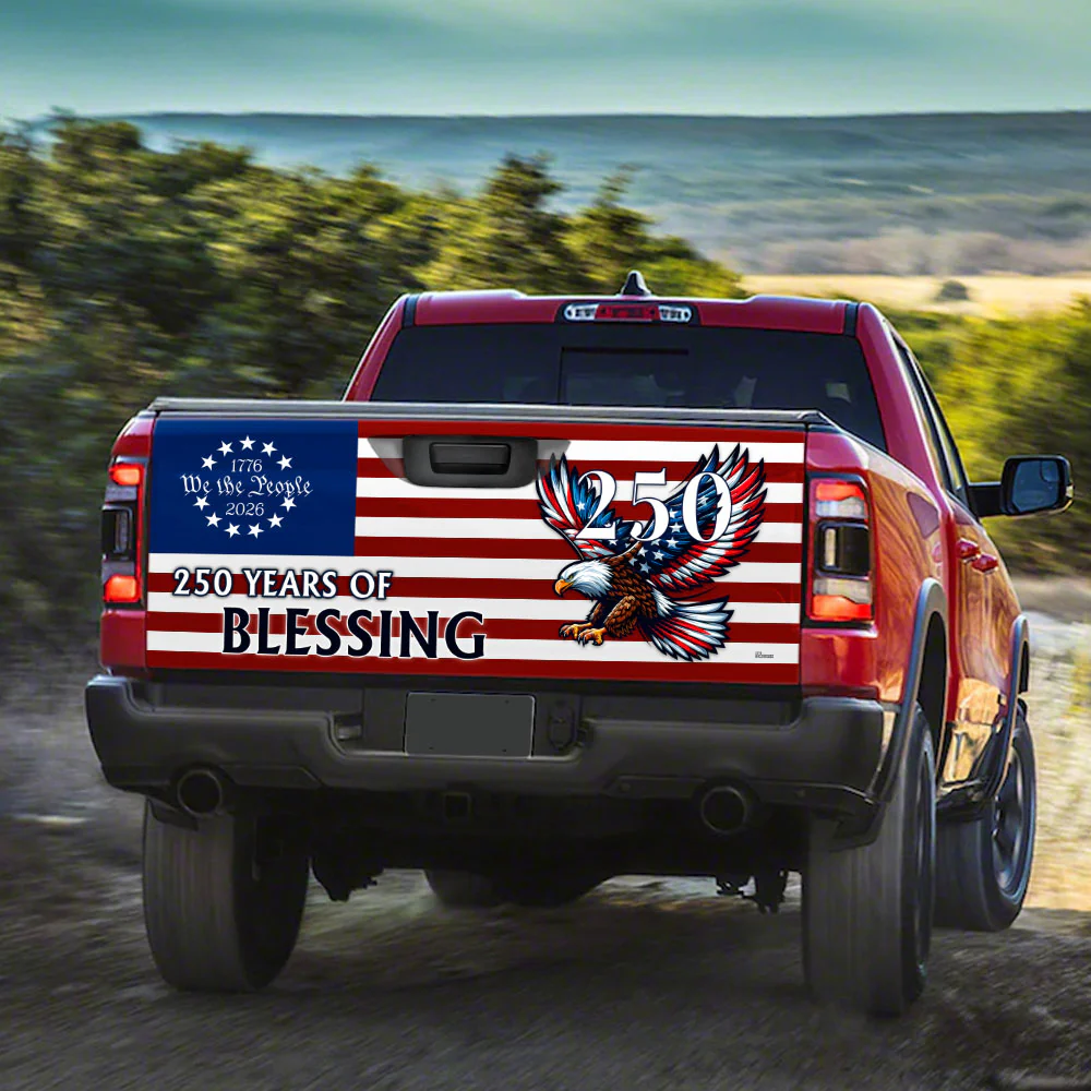 250 Years of Blessing Car Decal, Patriotic Eagle Truck Tailgate Wrap