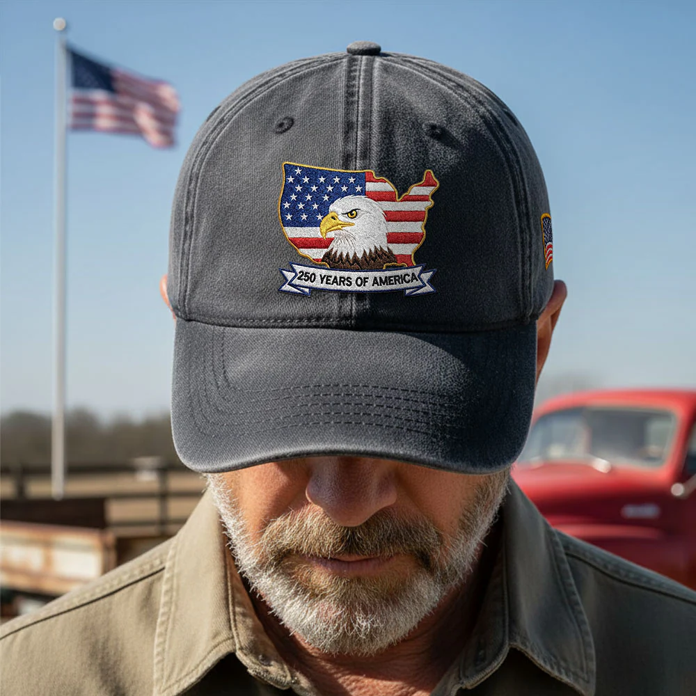 250 Years America Independence Patriot Washed Cap Embroidered Eagle Flag