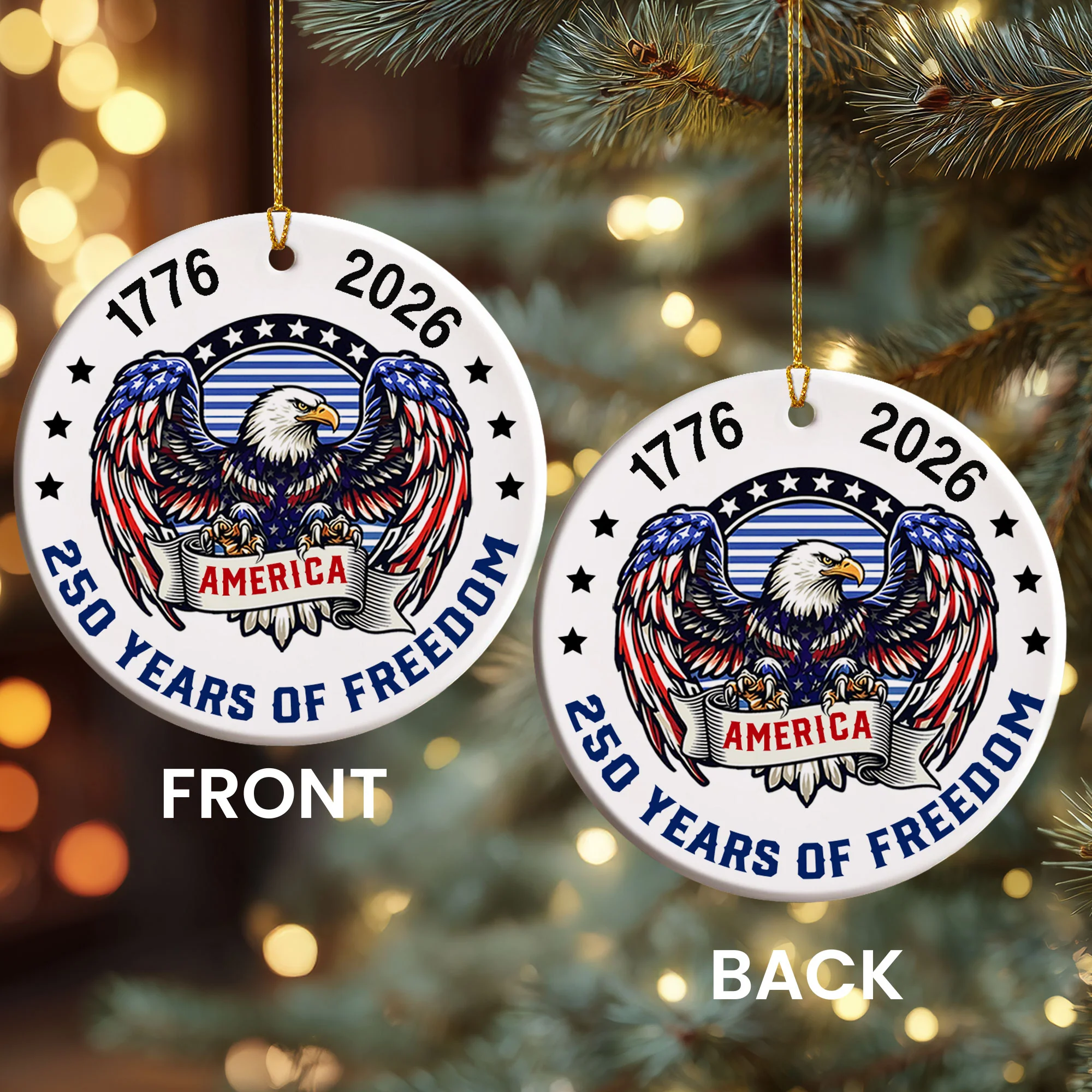 250 Years of Freedom Eagle Ornament | America Christmas Patriotic Decor