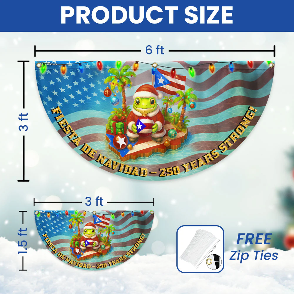 Puerto Rico Christmas Fan Flag – Fiesta De Navidad 250 Years Strong