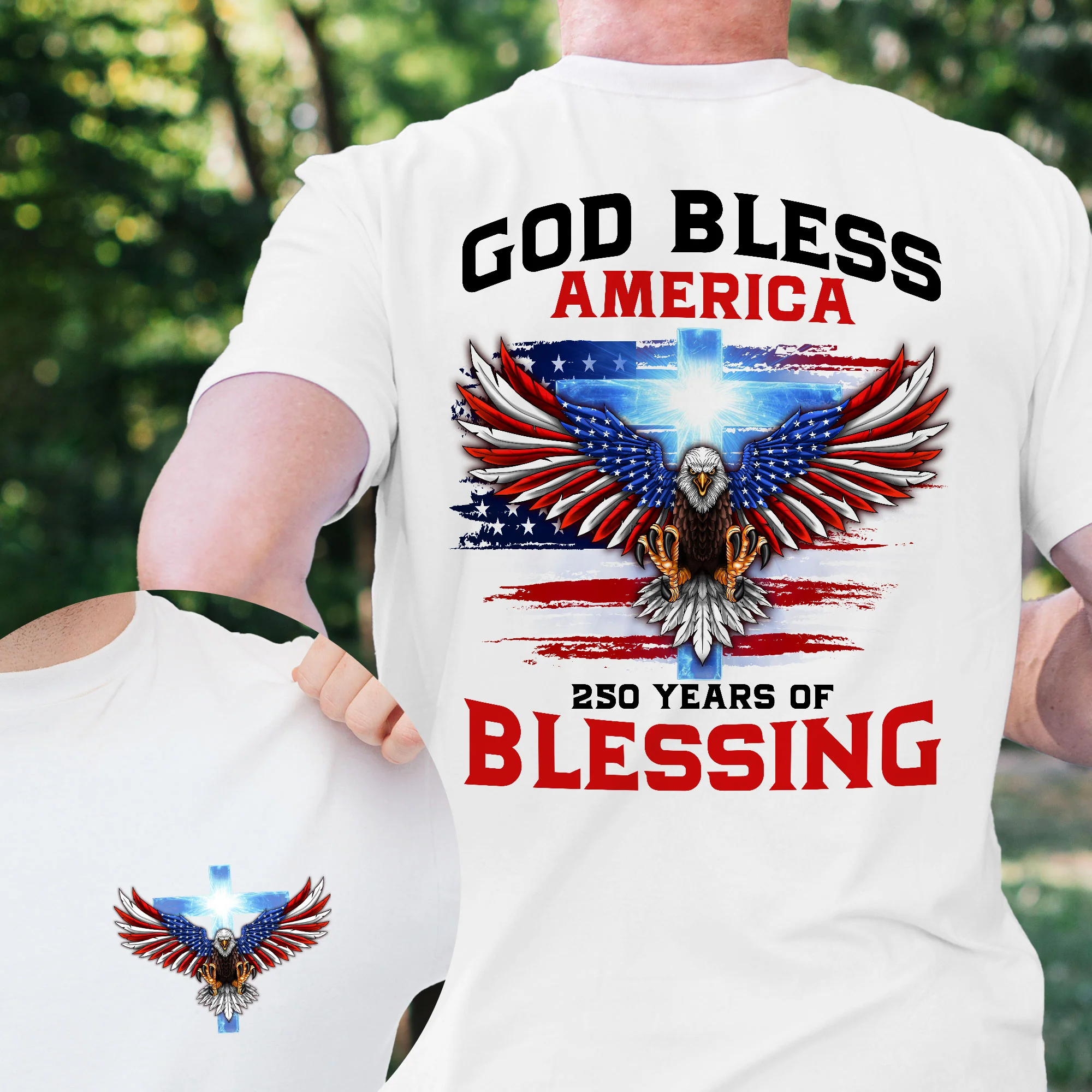250 Years of Blessing Shirt, Patriotic God Bless America Eagle Shirt