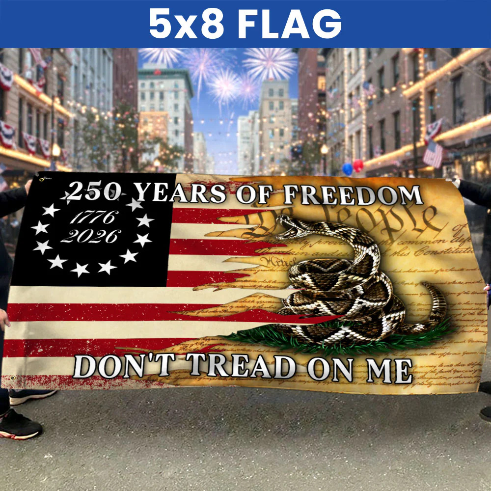 250 Years of Freedom Flag, 1776 2026 Gadsden Dont Tread On Me Grommet Flag