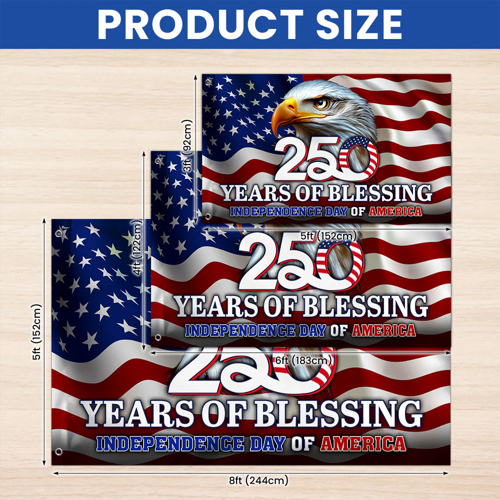 250 Years of Blessing Flag, Eagle Independence Day of America US Flag
