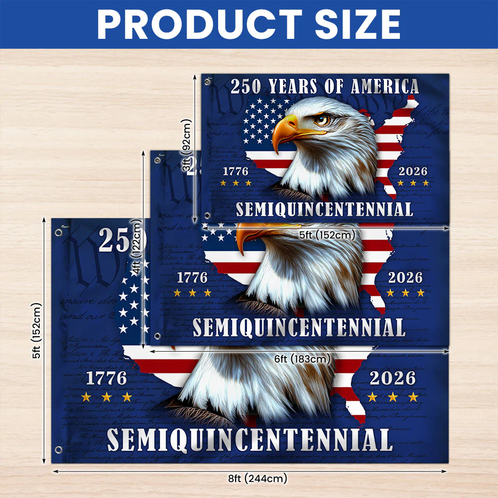 250 Years of America Flag, 1776 2026 Patriotic Eagle Grommet Flag