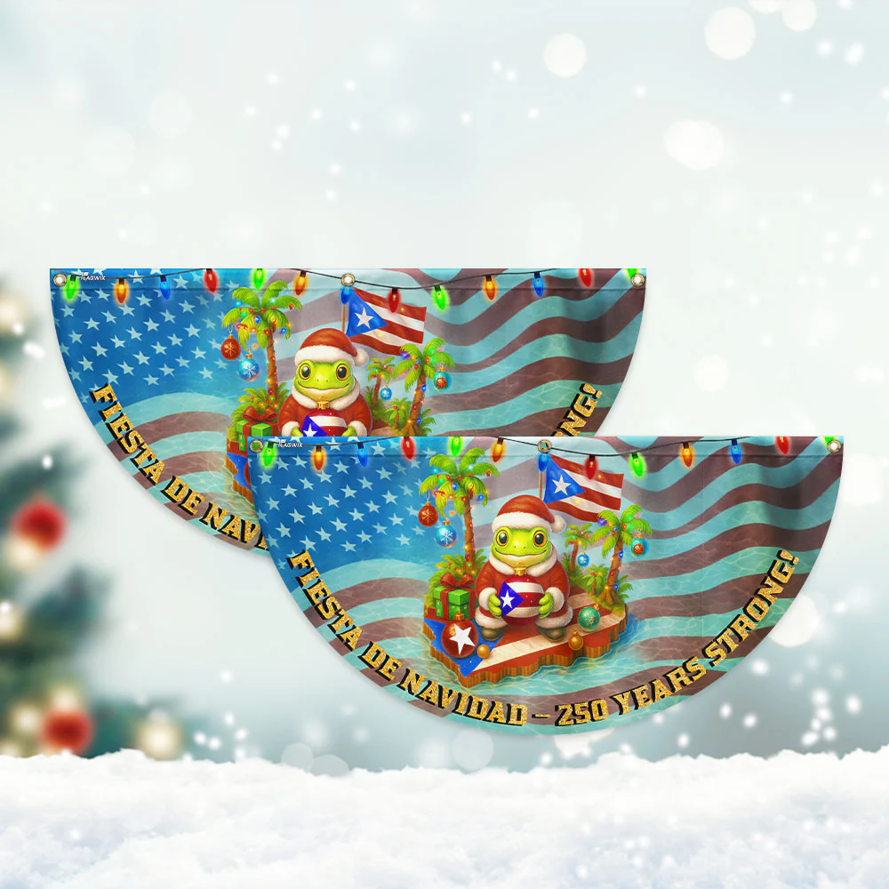 Puerto Rico Christmas Fan Flag – Fiesta De Navidad 250 Years Strong