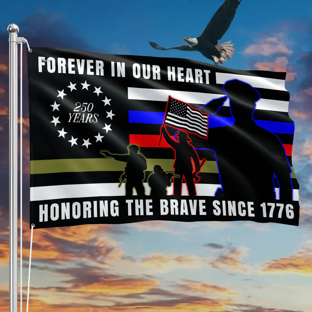 Forever in Our Heart 250 Years Flag | Military Grommet Flag for Veterans Day