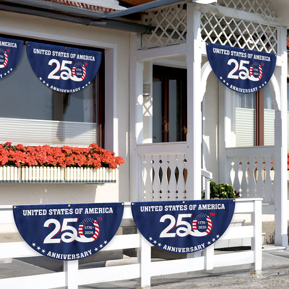 Patriotic 250th Anniversary 1776 2026 United States of America Semiquincentennial Fan Flag