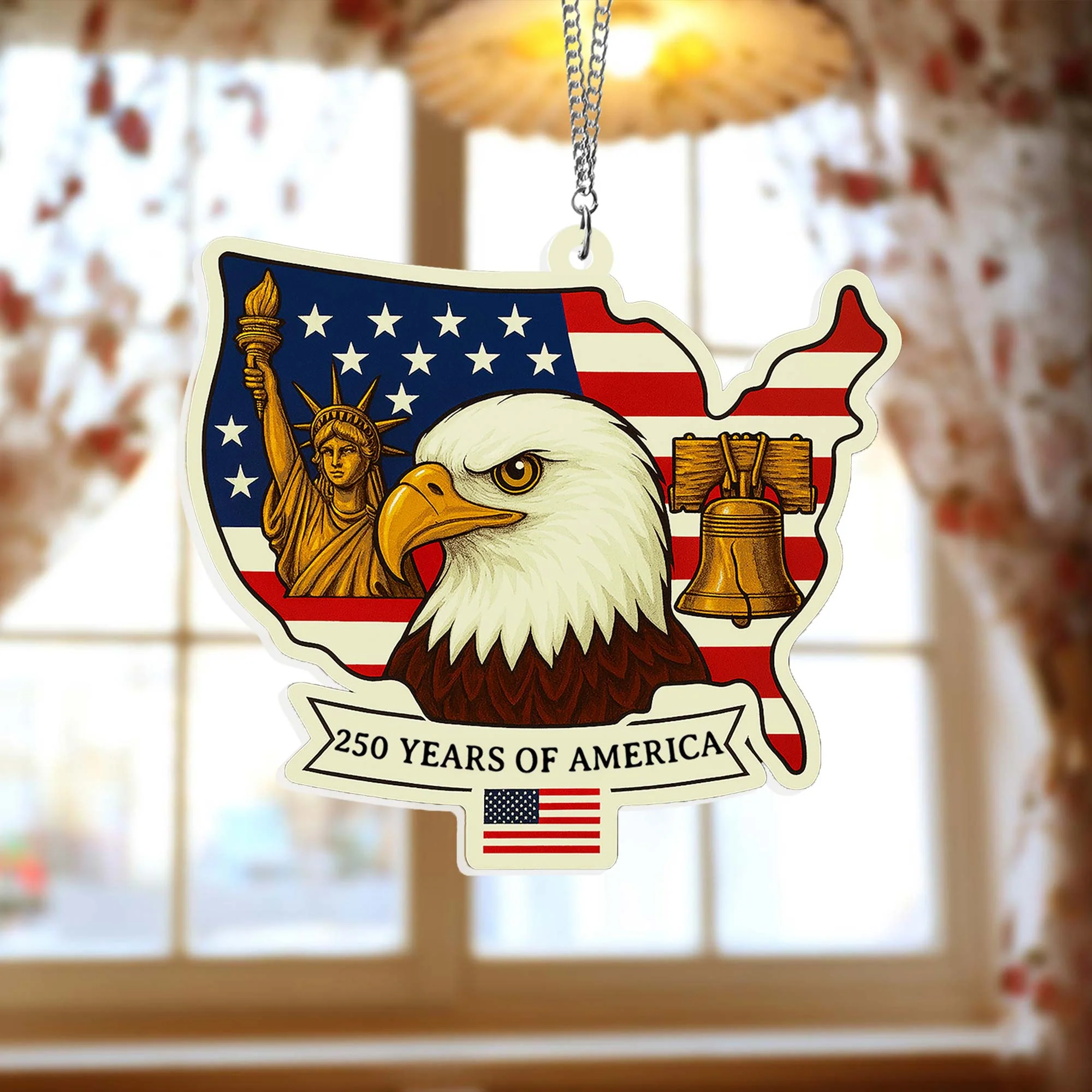USA 250th Anniversary Suncatcher | Patriotic Eagle Liberty Hanging Decor