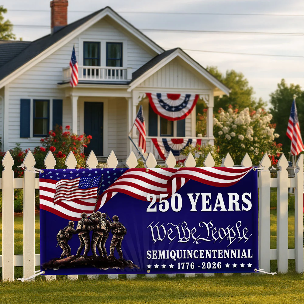 250 years Patriotic Fence Banner We The People American outdoor flag