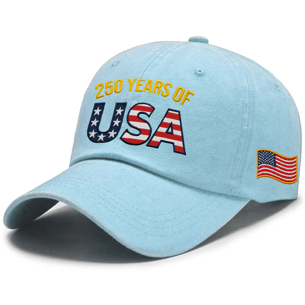 250 Years of USA Washed Cap | Independence Patriot Washed Cap Embroidered Flag