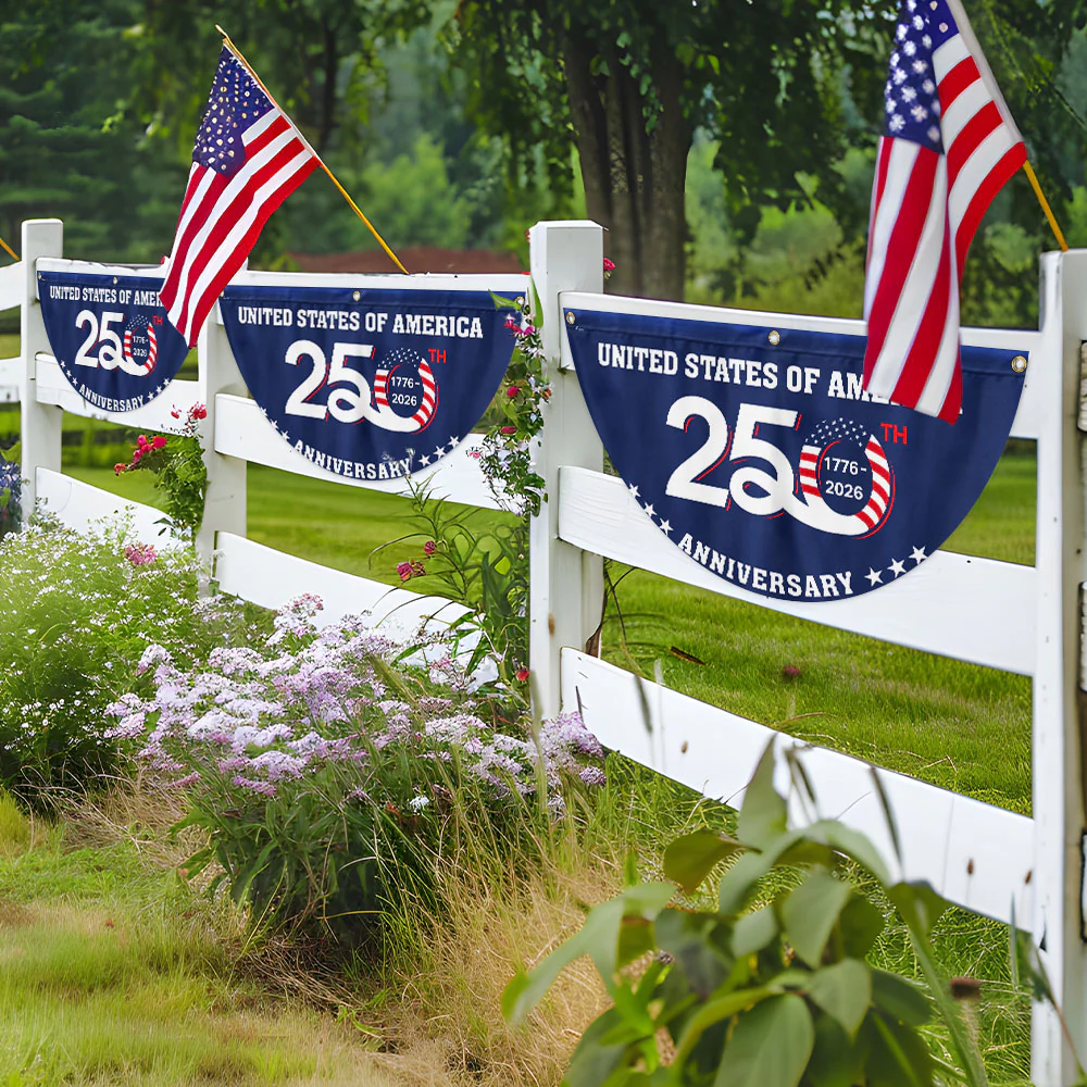Patriotic 250th Anniversary 1776 2026 United States of America Semiquincentennial Fan Flag