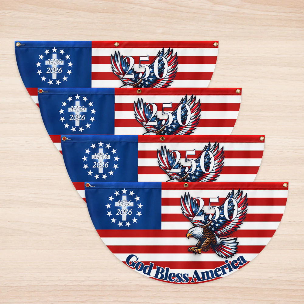 Jesus Cross Flag | 250th Patriot Eagle God Bless America Fan Flag