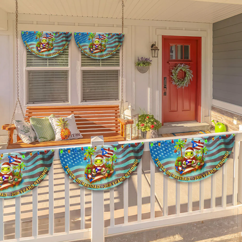 Puerto Rico Christmas Fan Flag – Fiesta De Navidad 250 Years Strong