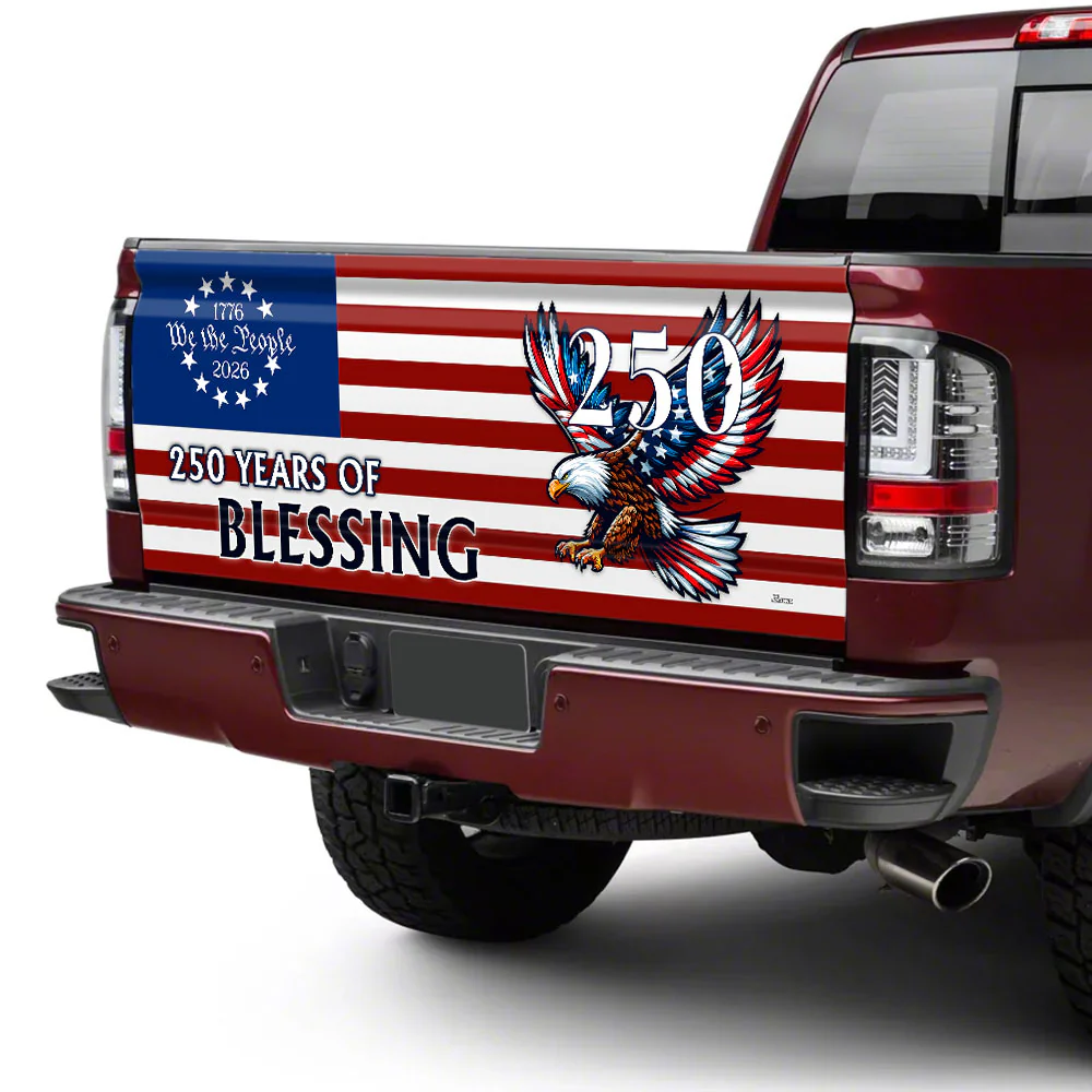 250 Years of Blessing Car Decal, Patriotic Eagle Truck Tailgate Wrap