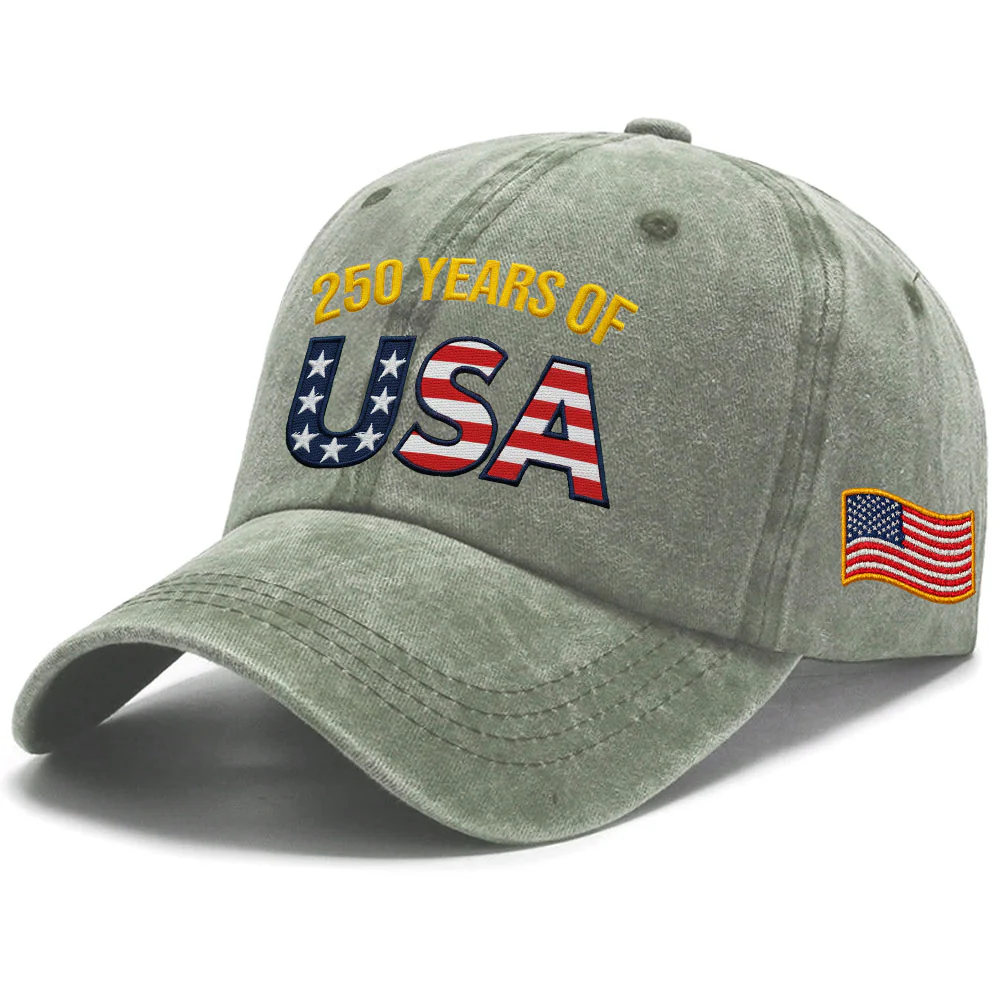 250 Years of USA Washed Cap | Independence Patriot Washed Cap Embroidered Flag