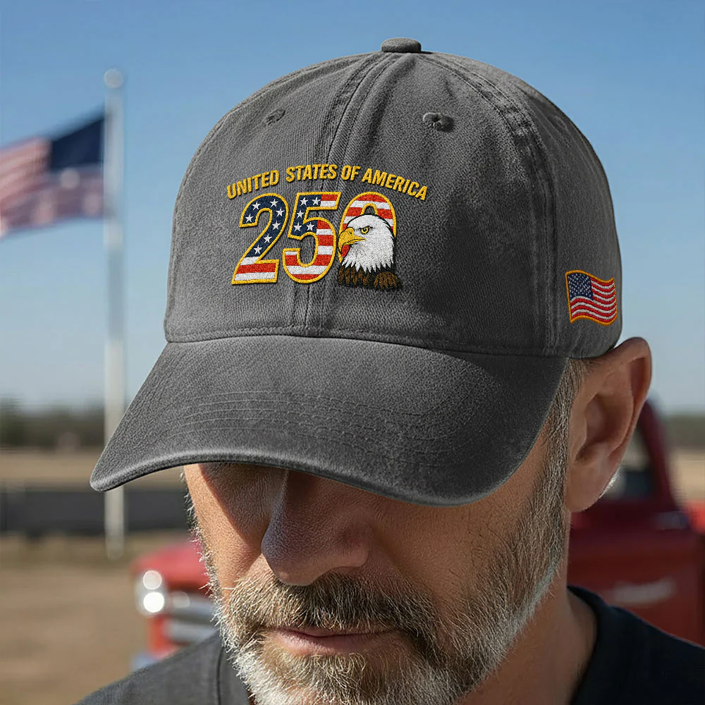 Patriot 250th Anniversary Washed Cap | Embroidered Eagle American Flag