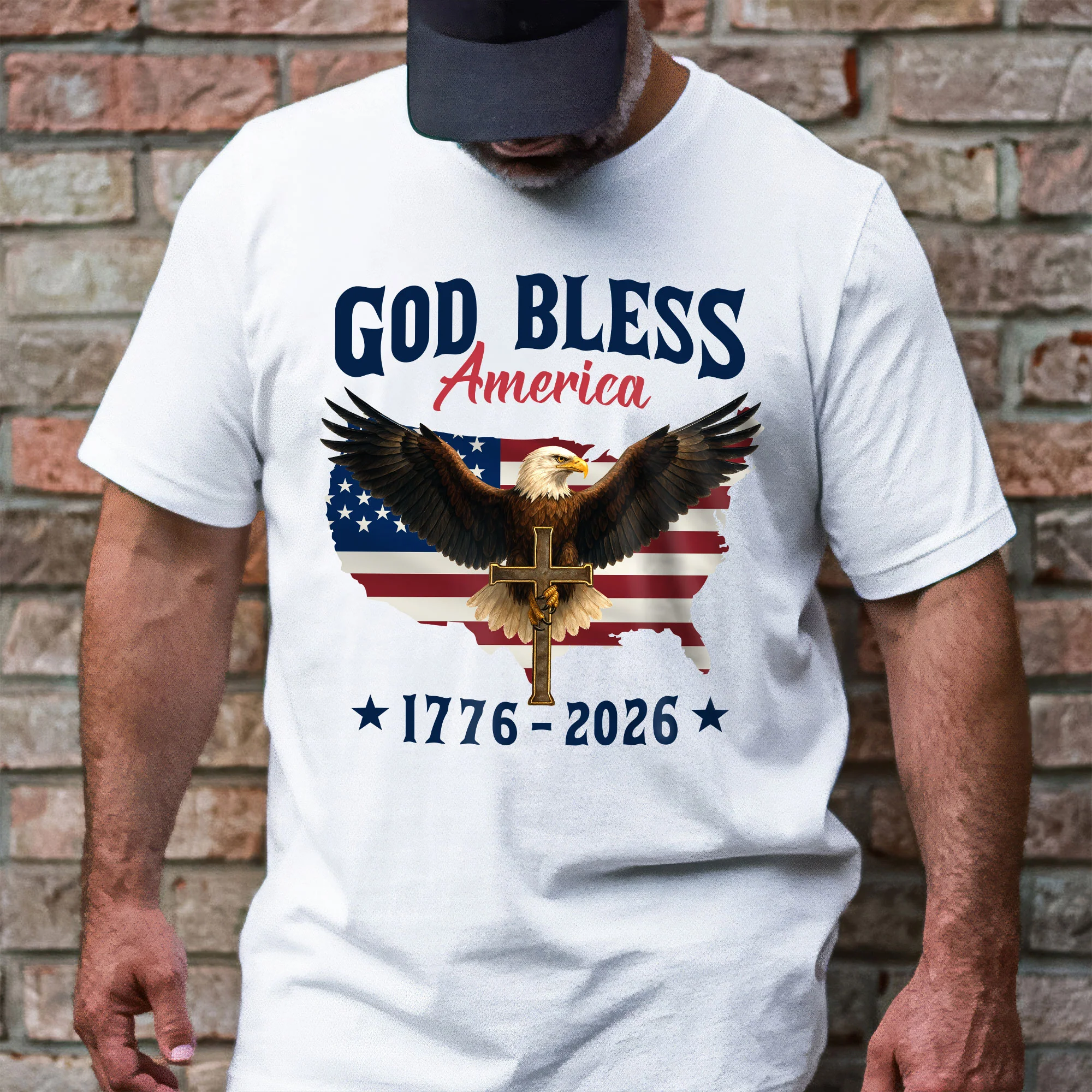 Patriotic 250th Anniversary T-Shirt | God Bless America Eagle 1776–2026 Tee