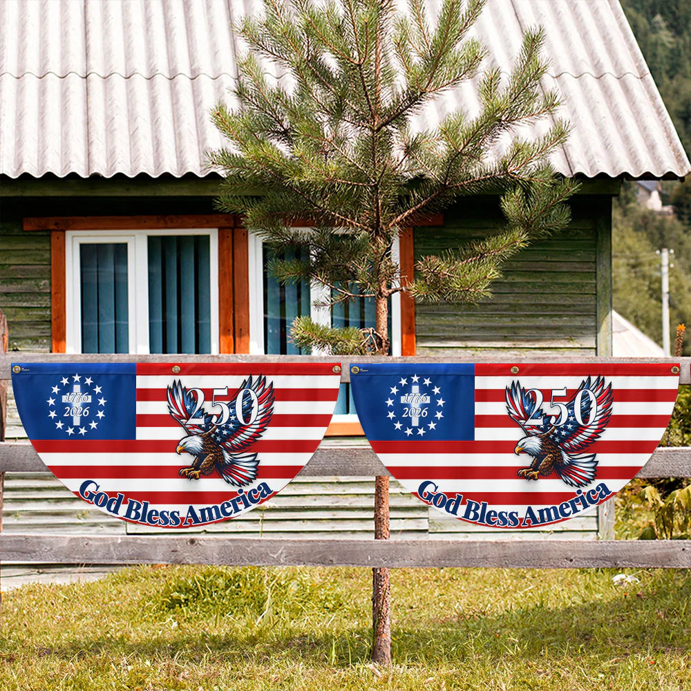 Jesus Cross Flag | 250th Patriot Eagle God Bless America Fan Flag