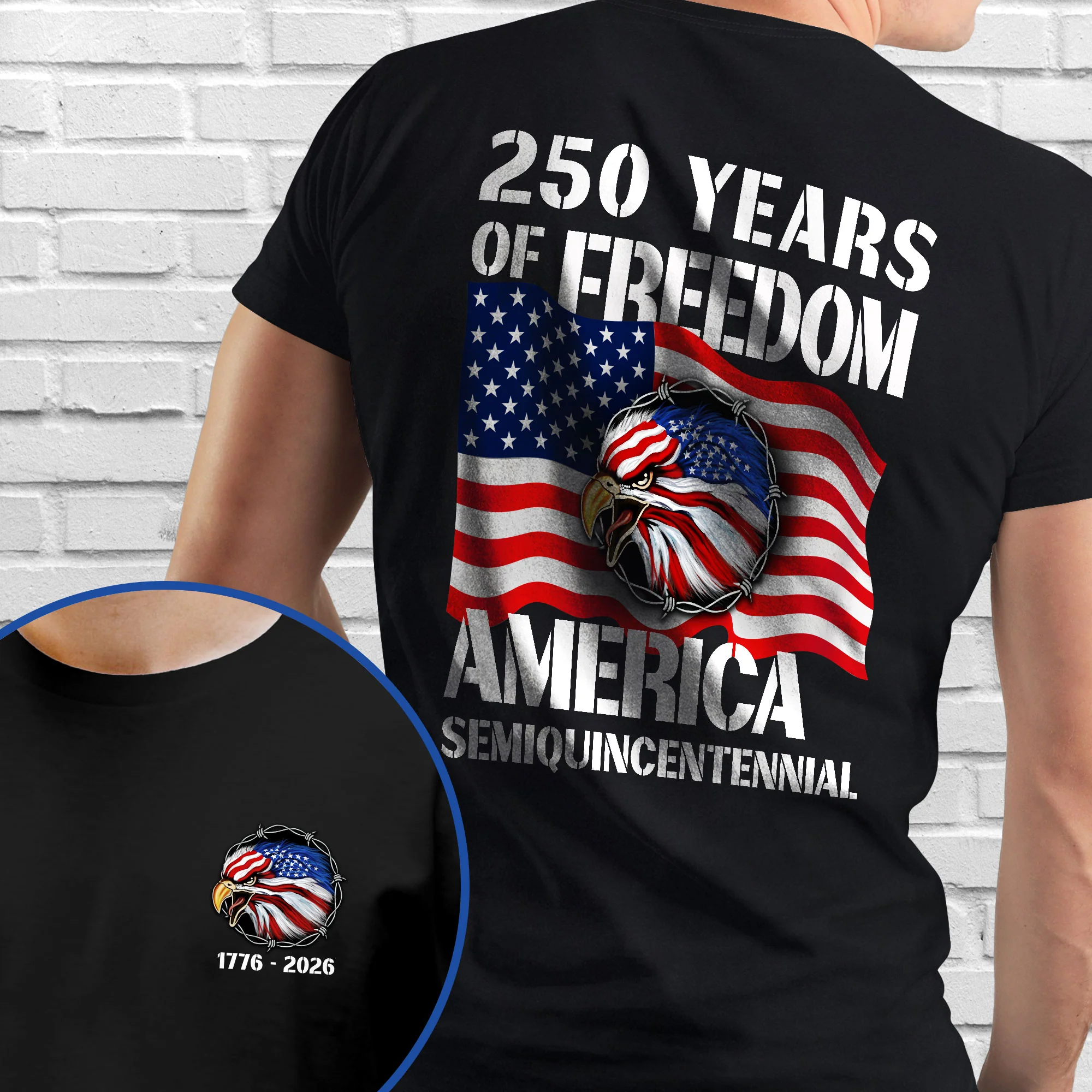 250 Years of Freedom T-Shirt | Patriotic American Eagle Anniversary Tee