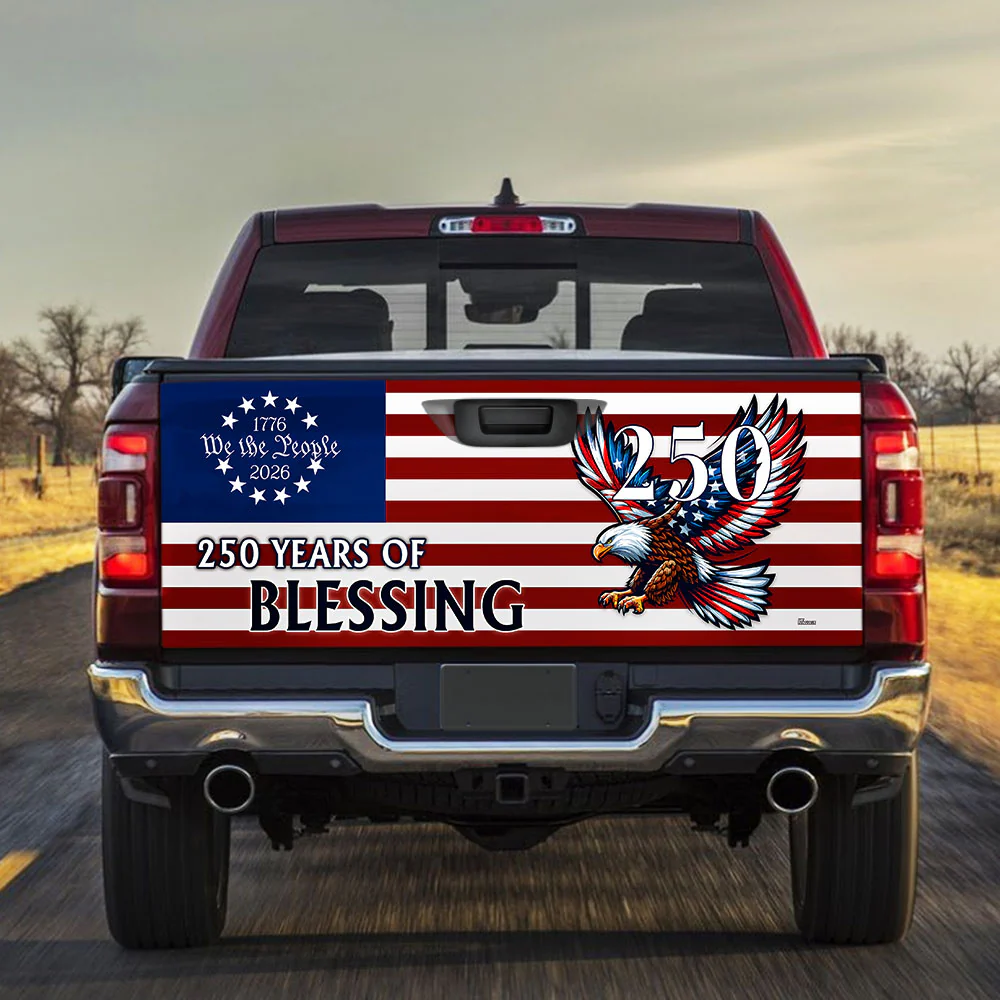 250 Years of Blessing Car Decal, Patriotic Eagle Truck Tailgate Wrap