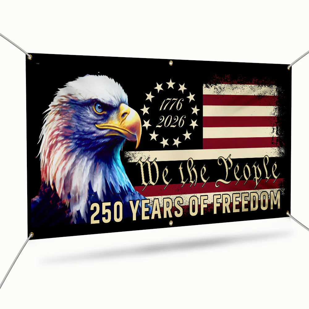 America 250th Anniversary Fence Banner We The People Patriotic Flag