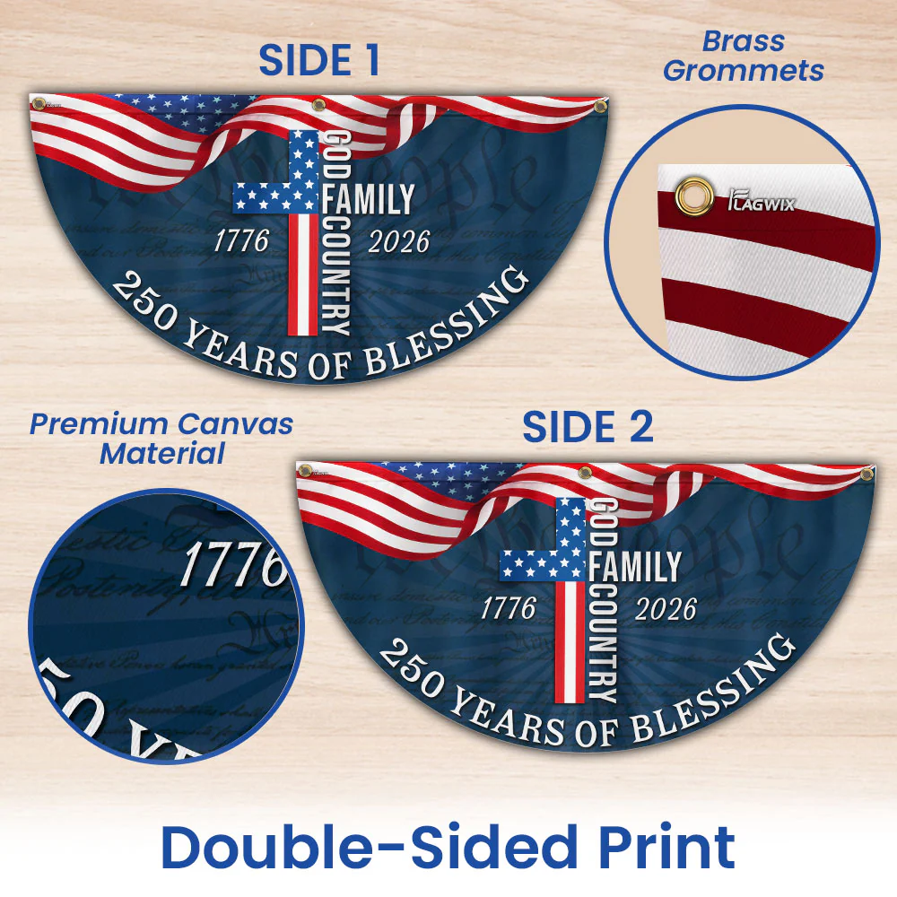 Patriotic American Flag, 250 Years of Blessing God 1776 2026 Fan Flag