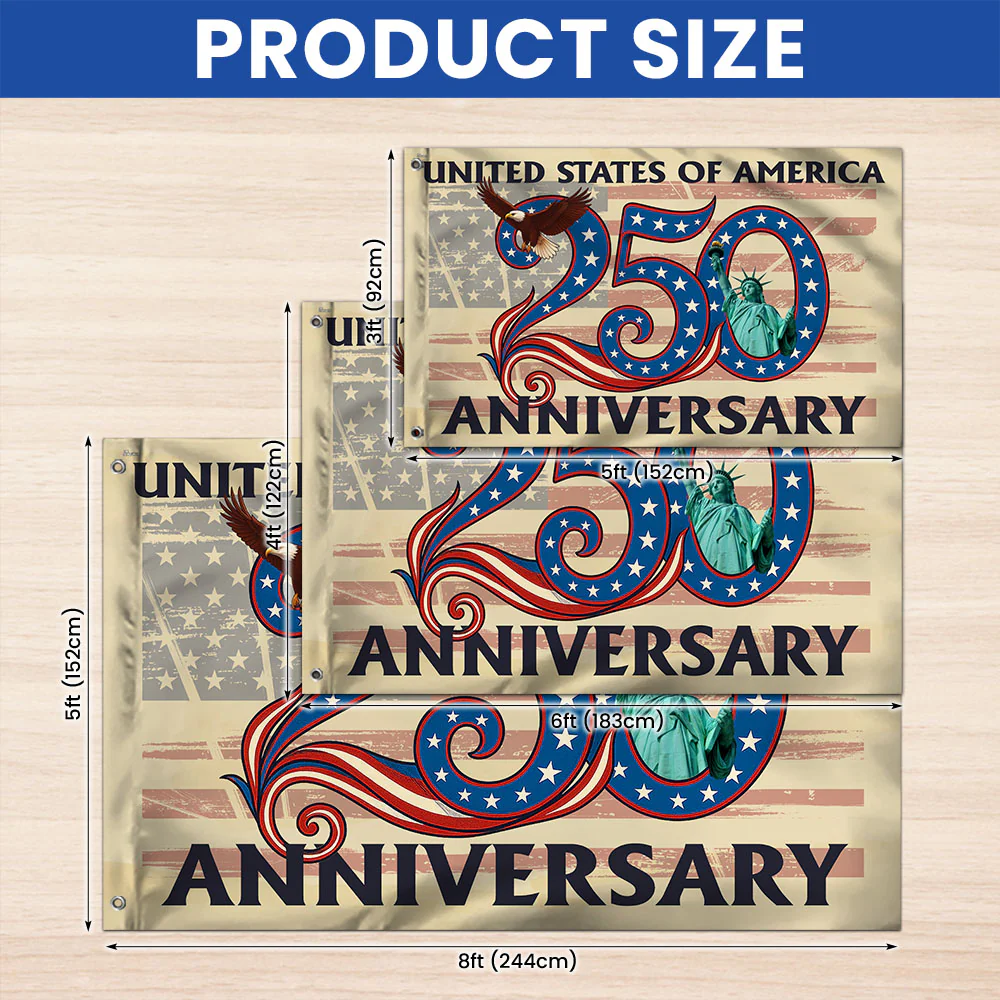 Patriotic 250th Anniversary Grommet Flag 1776 2026 United States of America Semiquincentennial