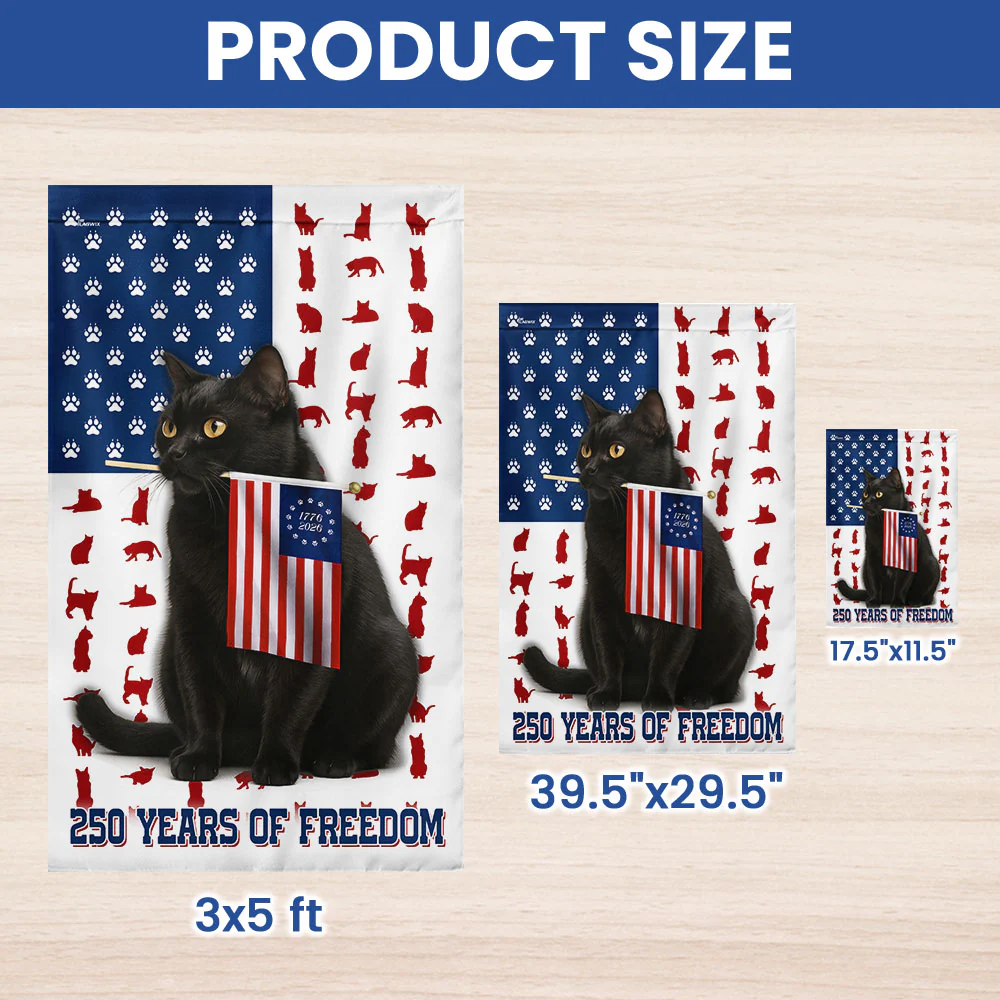 250 Years of Freedom Bombay Flag | Patriotic Bombay Cat Holding US Flag