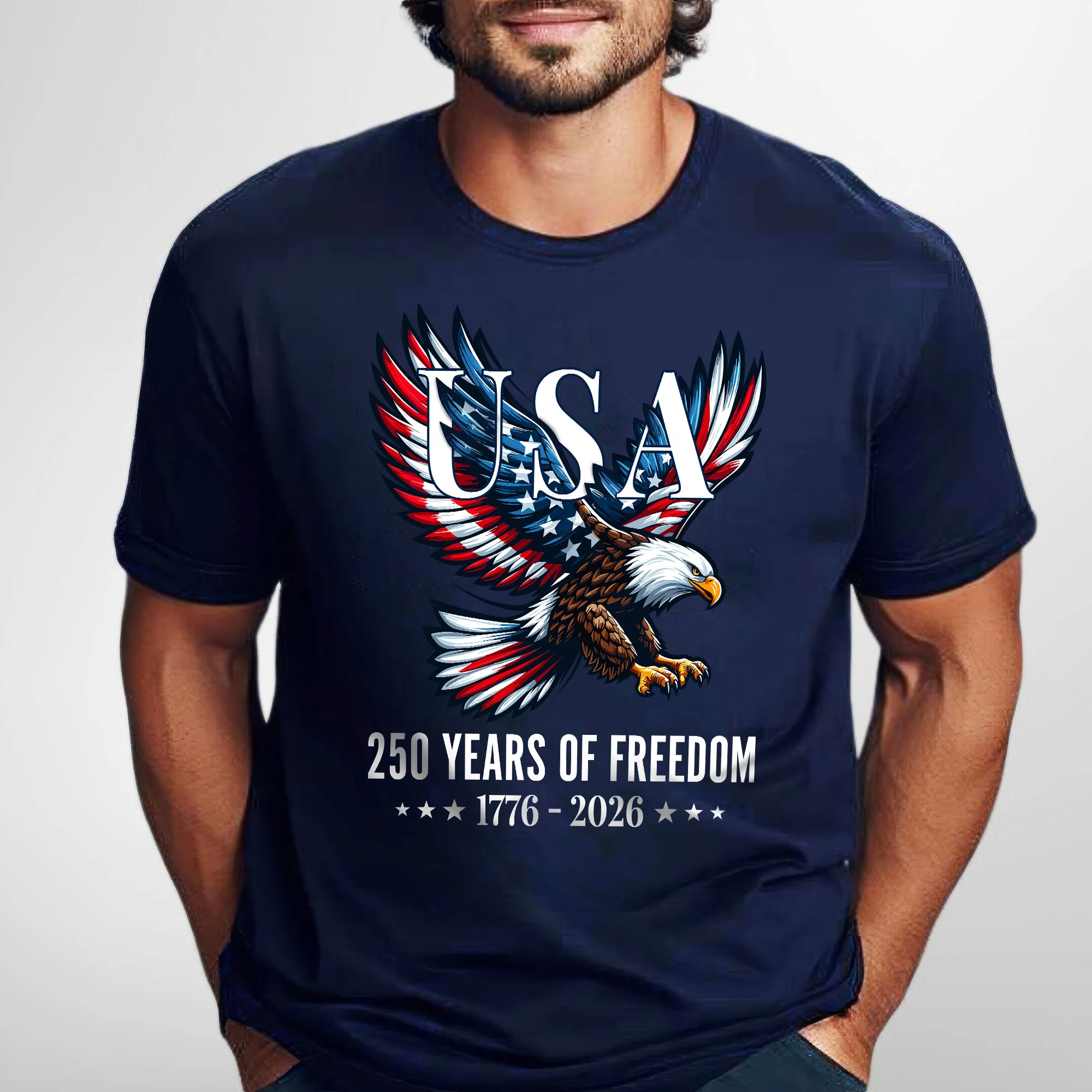 USA 250 Years of Freedom T-Shirt | Bald Eagle Patriotic 1776–2026 Tee