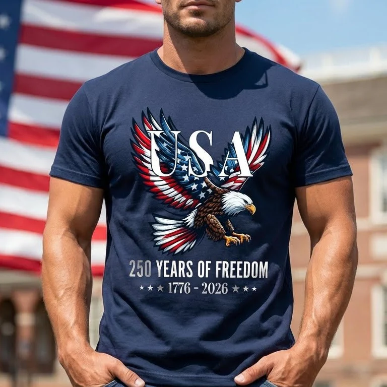 USA 250 Years of Freedom T-Shirt | Bald Eagle Patriotic 1776–2026 Tee