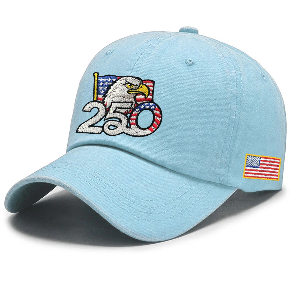 Patriotic 250th Anniversary Washed Cap with Embroidered American Flag
