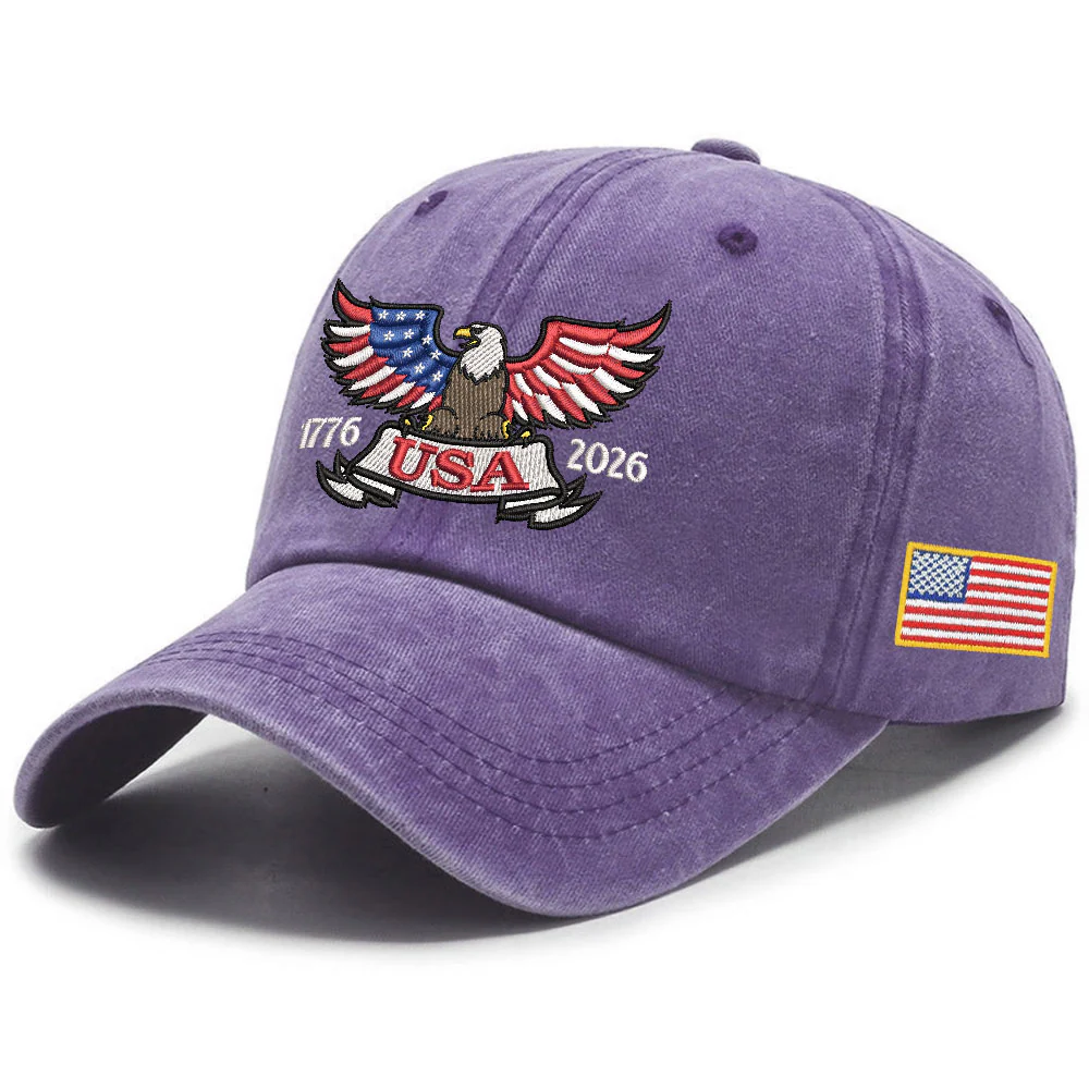 250 Years of America Patriot Washed Cap with Embroidered Eagle USA Flag