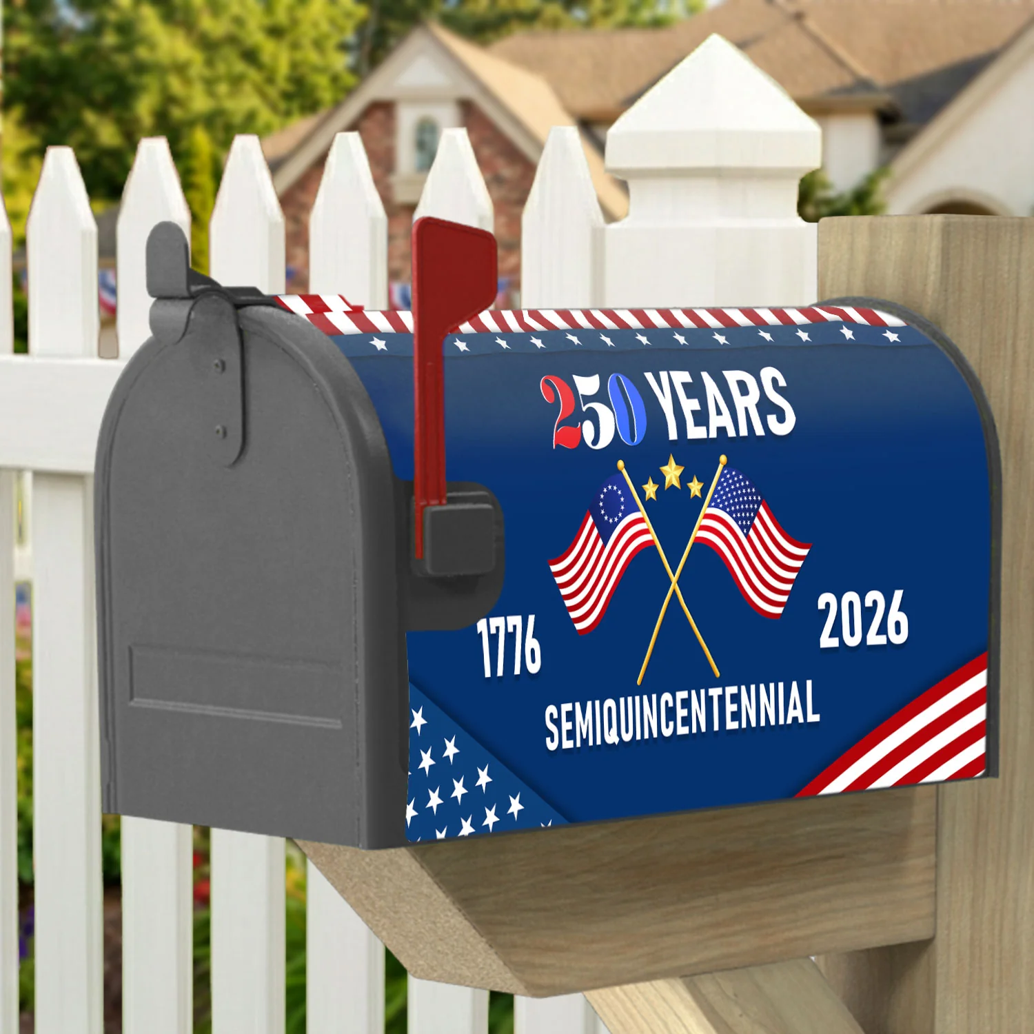 America 250th Anniversary US Semiquincentennial Flag Patriot Mailbox Cover