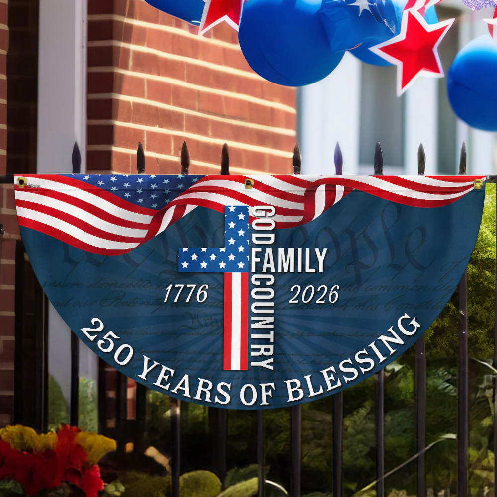 Patriotic American Flag, 250 Years of Blessing God 1776 2026 Fan Flag
