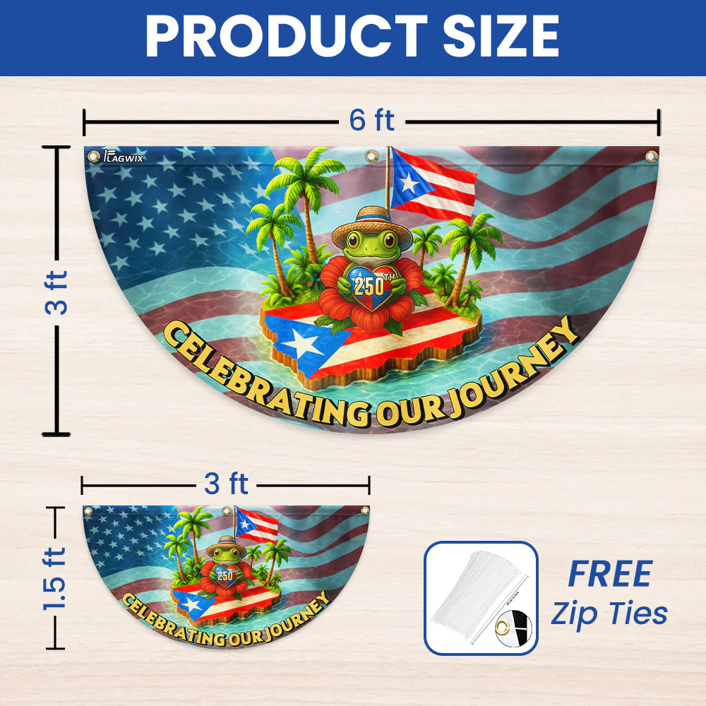 Puerto Rico 250th Anniversary Fan Flag | Celebrating Our Journey