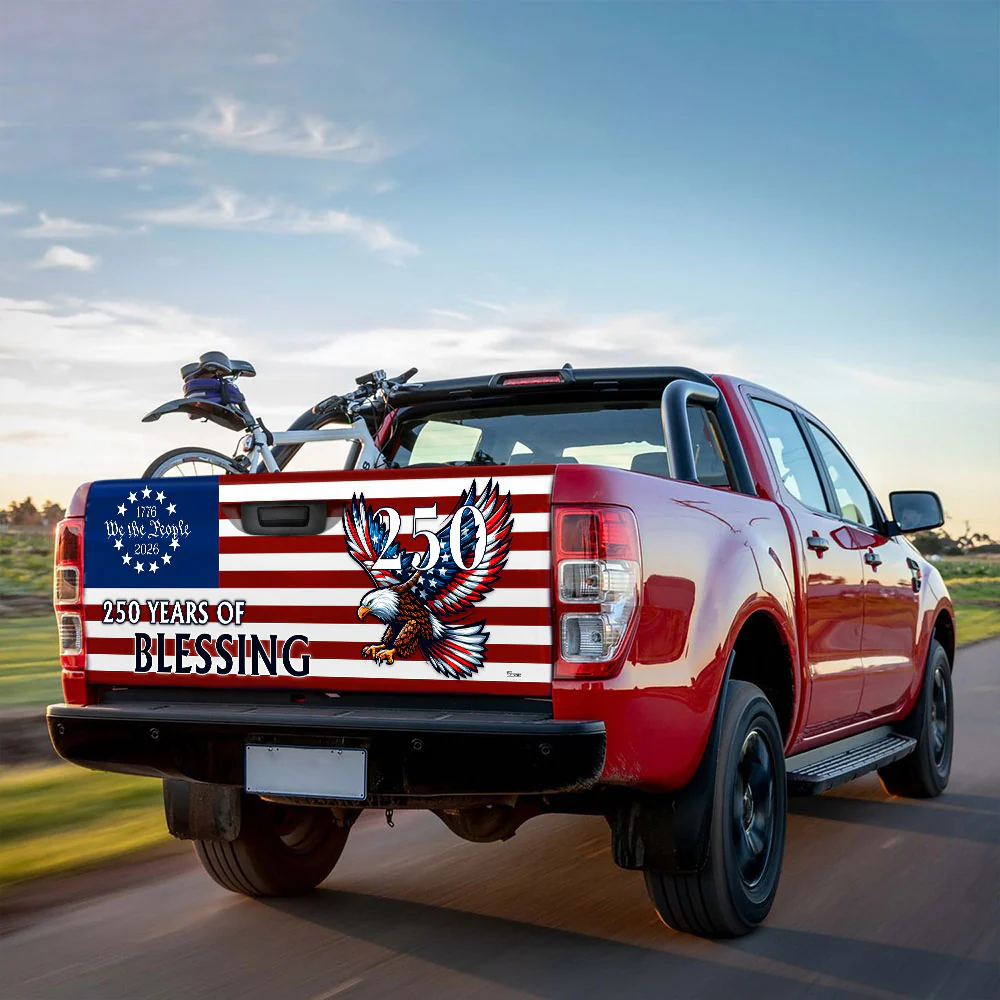 250 Years of Blessing Car Decal, Patriotic Eagle Truck Tailgate Wrap