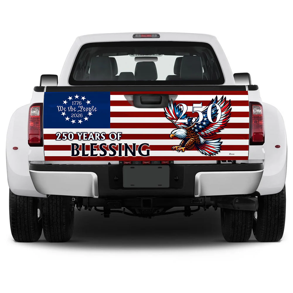 250 Years of Blessing Car Decal, Patriotic Eagle Truck Tailgate Wrap