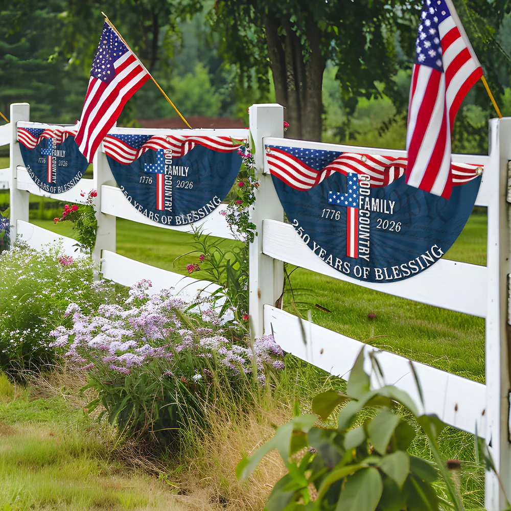 Patriotic American Flag, 250 Years of Blessing God 1776 2026 Fan Flag